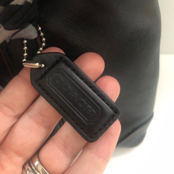 Coach purse black authentic with black and gray scarf - Picture 2 of 10